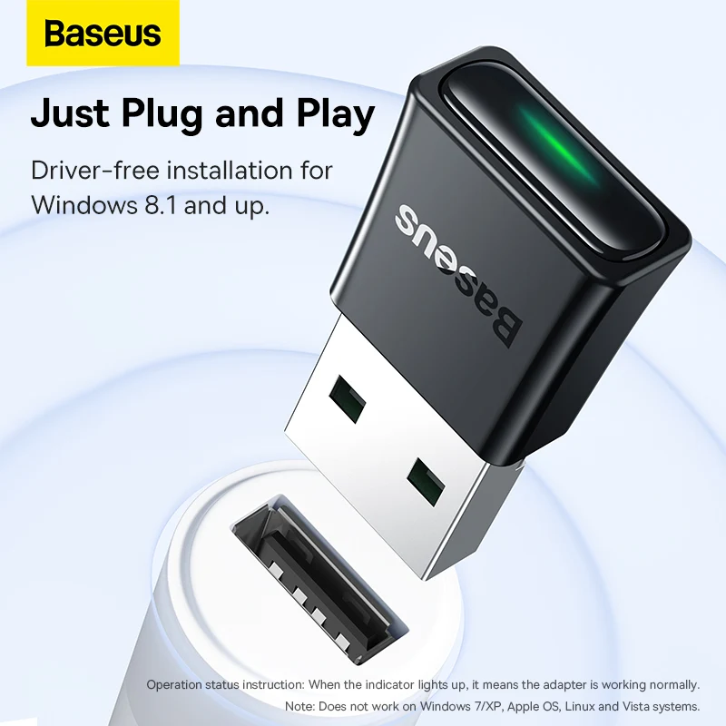 Baseus BA07 Mini Bluetooth 5.3 Wireless Adapter (Black) (ZJBA010001)