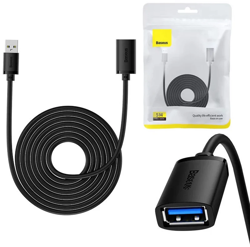 Baseus AirJoy Series USB3.0 Extension Cable 5m (Cluster Black) (B00631103111-05)