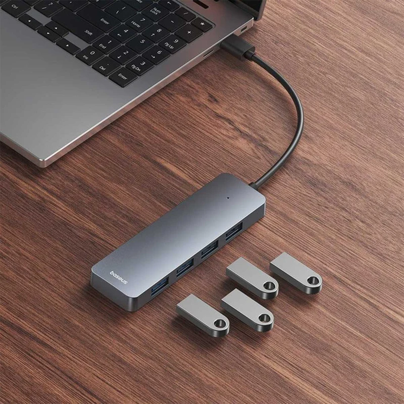 Baseus UltraJoy Series 4-Port Hub Lite USB-A to 4xUSB 3.0 (Space Grey) (B0005280B811-00)