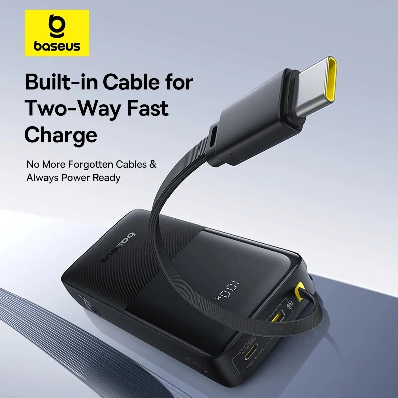 Baseus Bipow 2 Power Bank 20000mAh 20W with USB-C Cable (Cluster Black) (P10077101113-01)