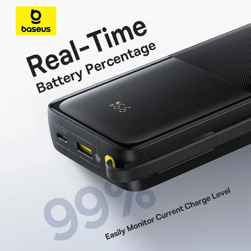 Baseus Bipow 2 Power Bank 20000mAh 20W with USB-C Cable (Cluster Black) (P10077101113-01)
