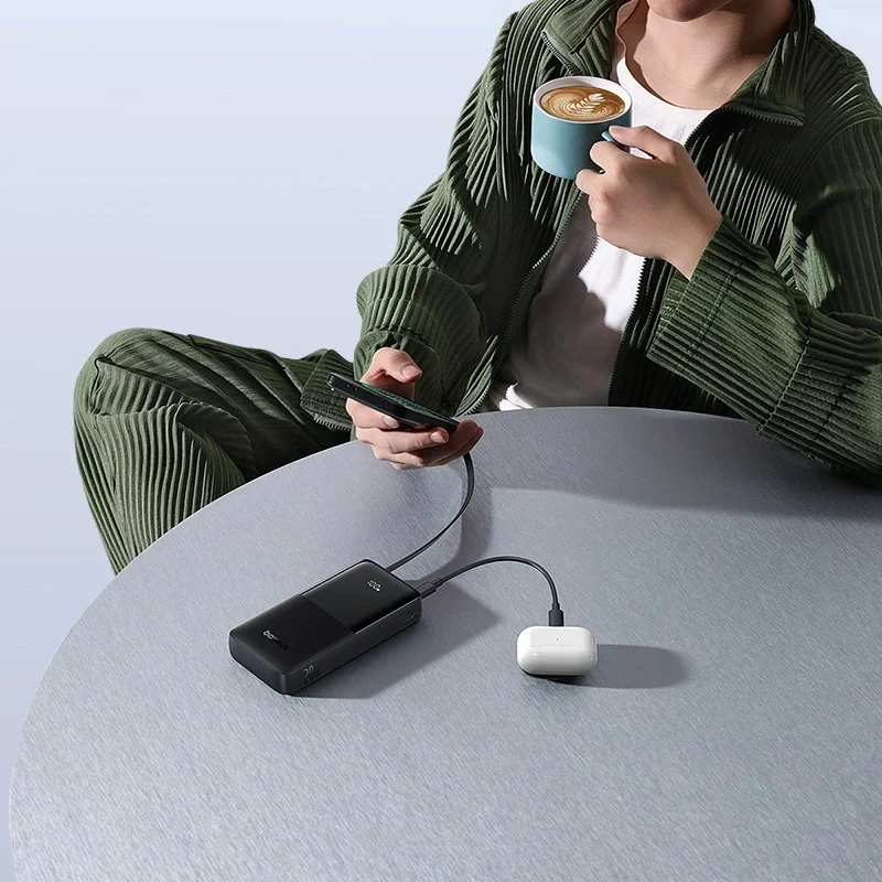 Baseus Bipow 2 Power Bank 20000mAh 20W with USB-C Cable (Cluster Black) (P10077101113-01)