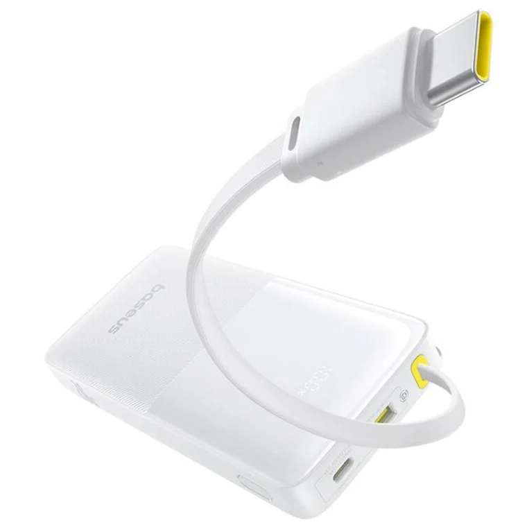 Baseus Bipow 2 Power Bank 10000mAh 20W with USB-C Cable (Cluster Black, Moon White)