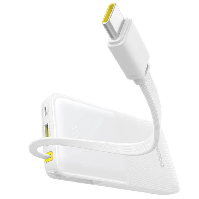 Baseus Bipow 2 Power Bank 10000mAh 20W with USB-C Cable (Cluster Black, Moon White)