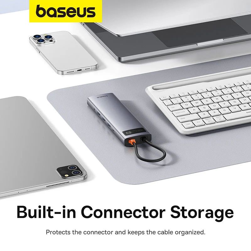 Baseus Metal Gleam Series 11-Port Hub USB-C to HDMI 4K@60Hz + VGA + 3xUSB 3.0 + USB 2.0 + USB-C PD + RJ45 + SD/TF + 3.5mm (Space Grey) (B00030709811-00)