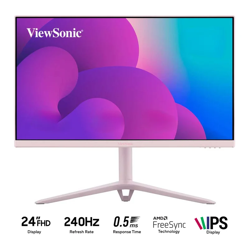 ViewSonic VX2428AJ-PK 24" FHD (1920x1080) 240Hz 0.5ms Fast IPS Gaming Monitor (Pastel Pink)