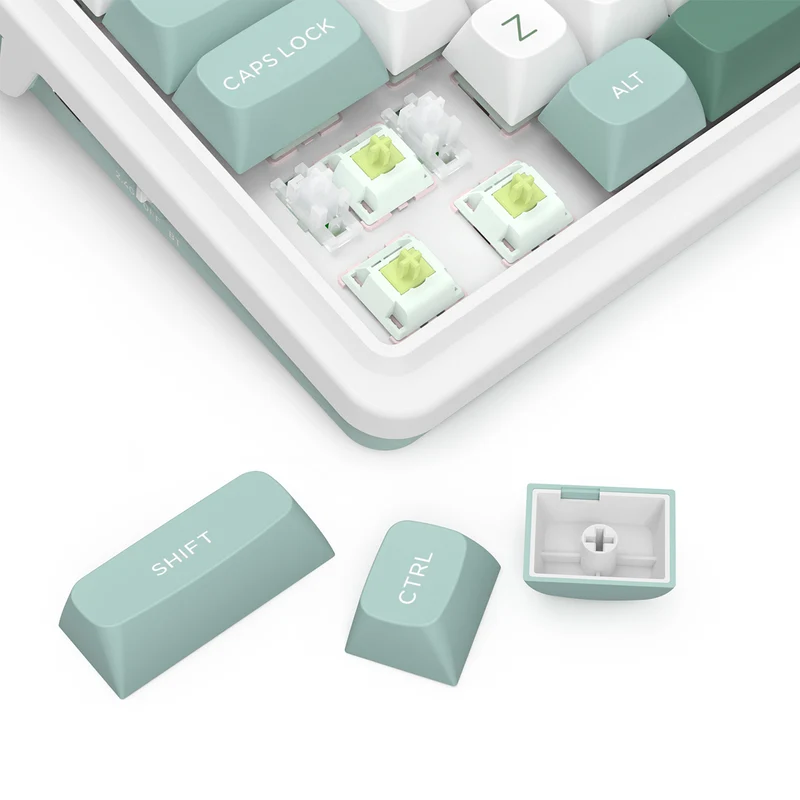 Redragon K719 Galatin Pro RGB Tri-Mode with LCD Screen Gasket Mounted Mechanical Keyboard (Linear Mint Mambo Switch) (White/Green)