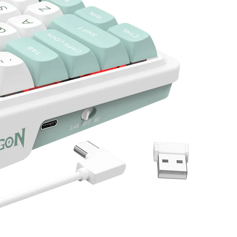 Redragon K719 Galatin Pro RGB Tri-Mode with LCD Screen Gasket Mounted Mechanical Keyboard (Linear Mint Mambo Switch) (White/Green)