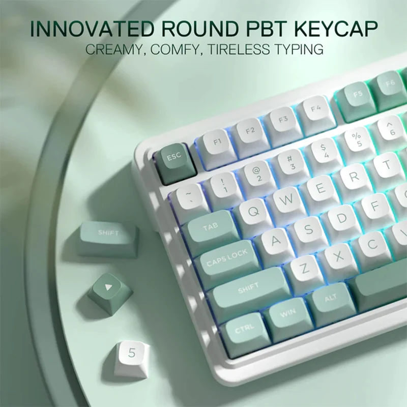 Redragon K719 Galatin Pro RGB Tri-Mode with LCD Screen Gasket Mounted Mechanical Keyboard (Linear Mint Mambo Switch) (White/Green)