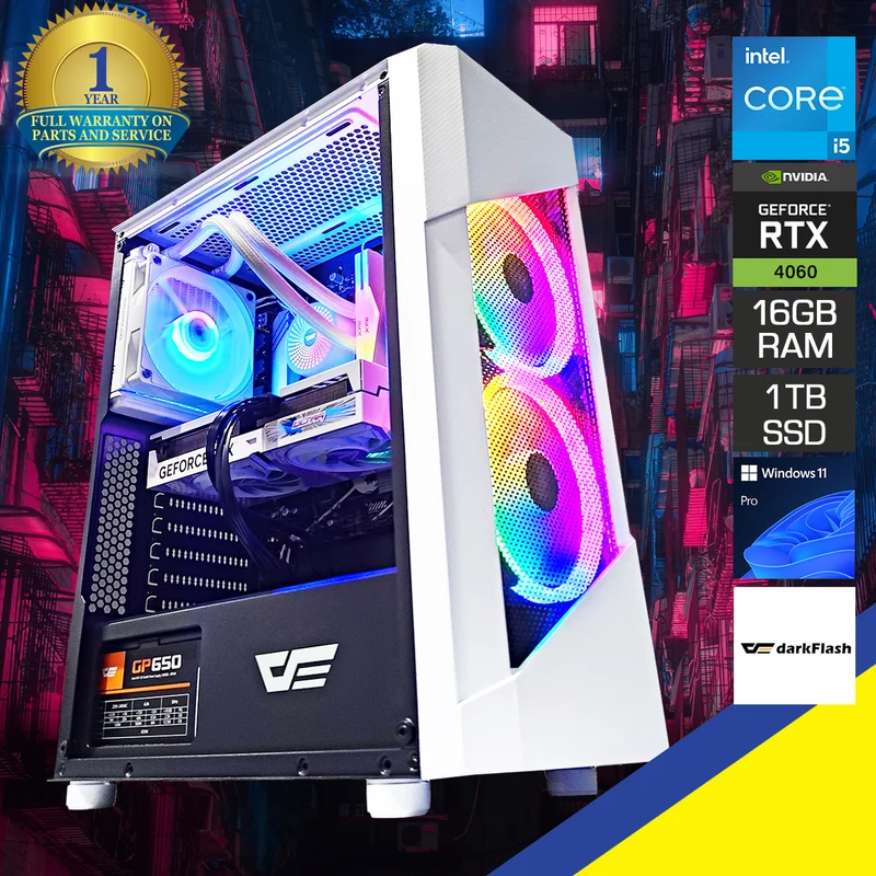 Sigma Pollux White Desktop Gaming PC | Intel i5 14400F | 16GB RAM | 1TB SSD | RTX 4060 Ti | Windows 11 Pro