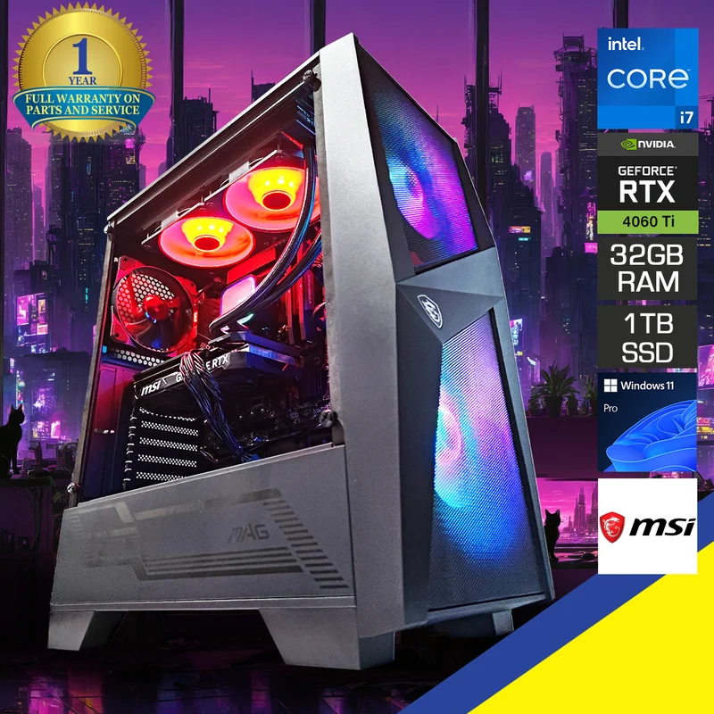 Aurora Forge 100R Black Desktop Gaming PC | Intel i7 12700F | 32GB RAM | 1TB SSD | RTX 4060 Ti | Windows 11 Pro