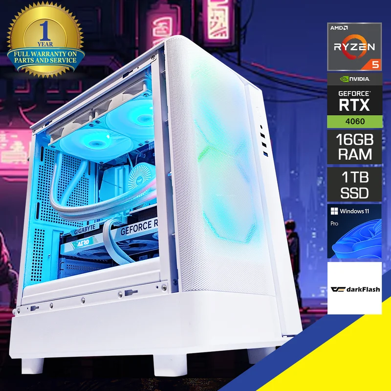Sigma DB330M Mesh White Desktop Gaming PC | AMD Ryzen 5 5600X | 16GB RAM | 1TB SSD | RTX 4060 | Windows 11 Pro