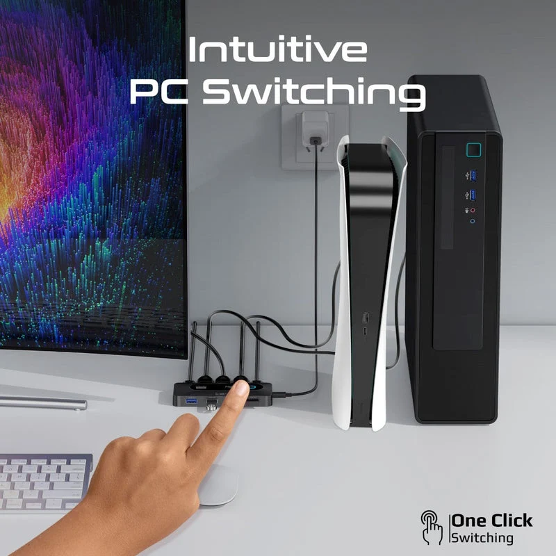 Promate MediaSwitch-KVM 4K at 60Hz KVM Switch with USB 3.0 Expansion