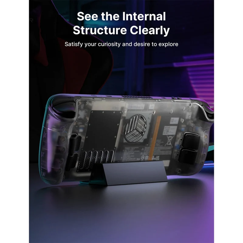 JSAUX Transparent Back Plate for Steam Deck/ Steam Deck OLED (Clear Black, Clear Purple) (PC0106D)