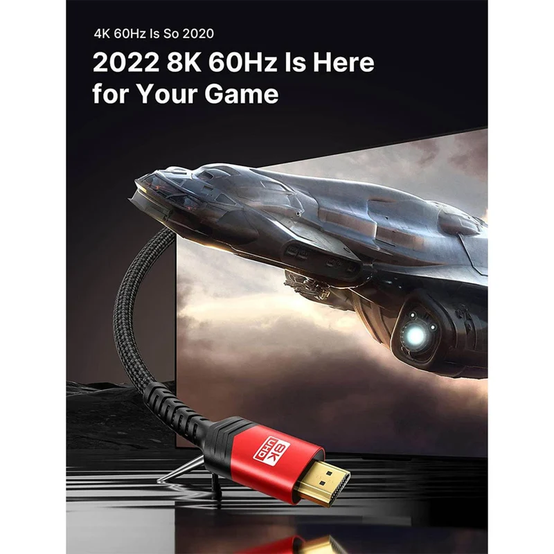 JSAUX 8K 60Hz HDMI Cable 3M 1-Pack (Red) (CV0011)