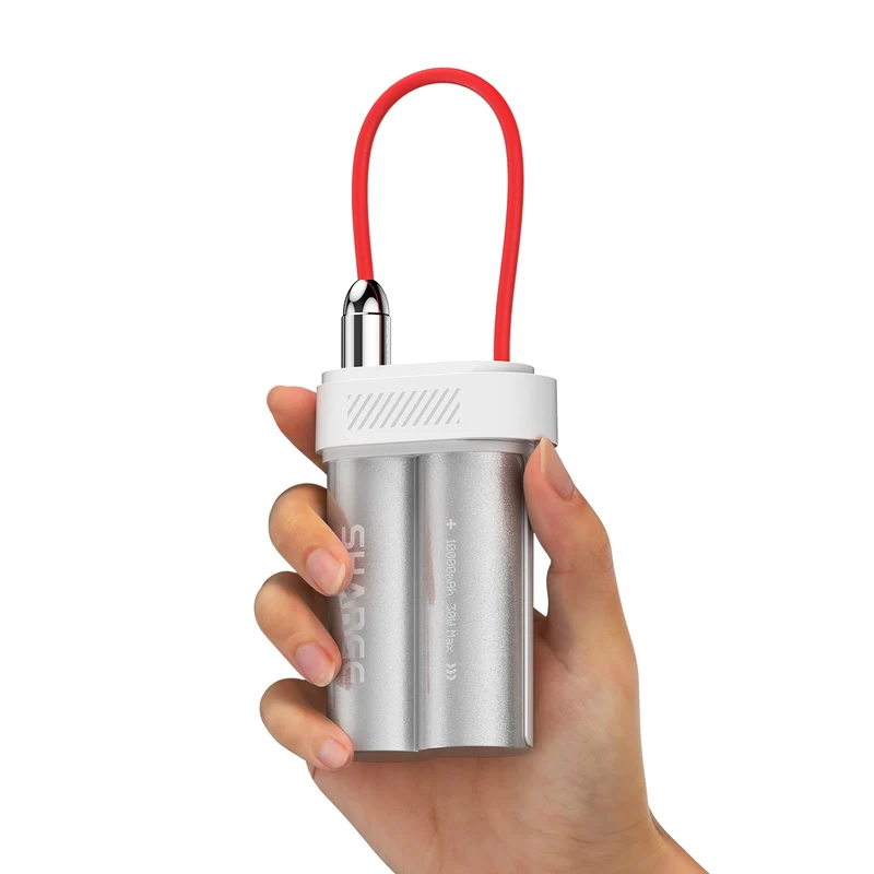 Sharge Pouch Mini Power Bank 10000mAh 30W with Built-in USB-C Cable (Grey) (P2)