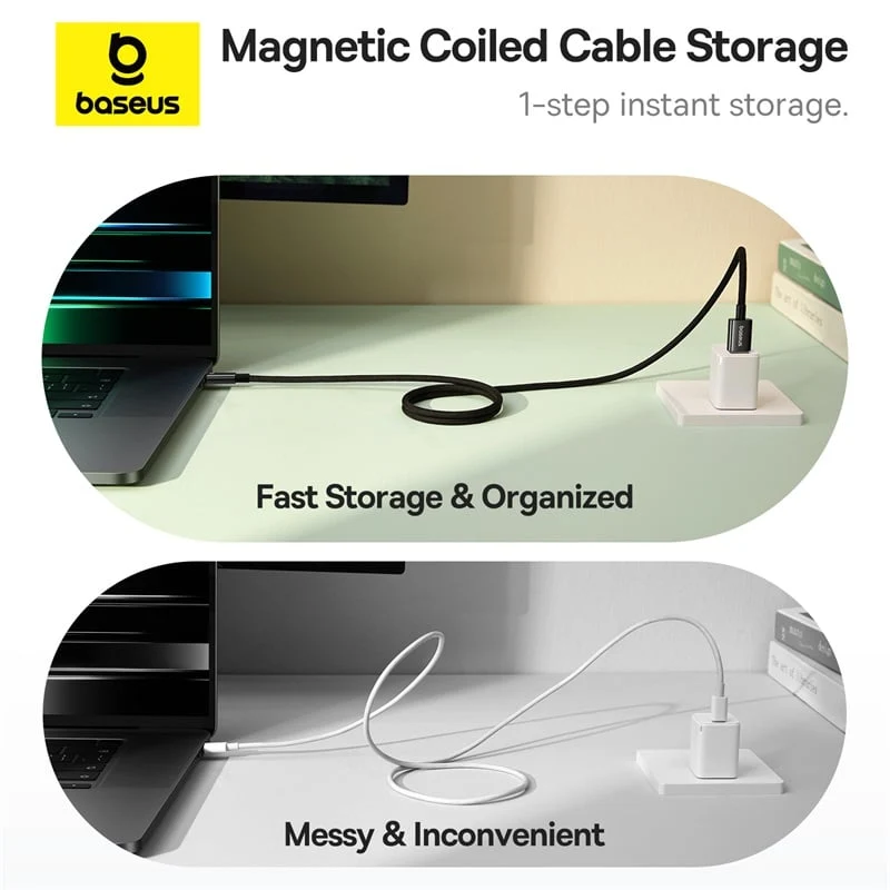 Baseus Tungsten Gold Magnetic Charging Cable USB-A to USB-C 100W 1m (Cluster Black) (P10319805111-02)