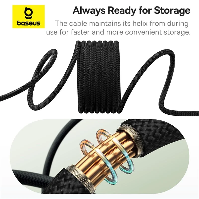 Baseus Tungsten Gold Magnetic Charging Cable USB-A to USB-C 100W 1m (Cluster Black) (P10319805111-02)