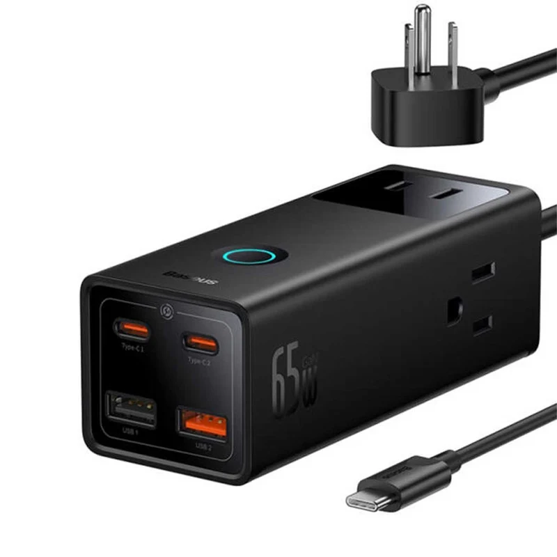 Baseus PowerCombo Digital PowerStrip 3AC+2U+2C 65W with 1.5m Power Cord (Black) (PSLA020101)