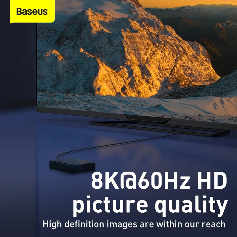 Baseus High Definition Series HDMI 8K To HDMI 8K Adapter Cable (Black) (1m, 2m, 3m) (CAKGQ-J01, CAKGQ-K01, CAKGQ-L01)