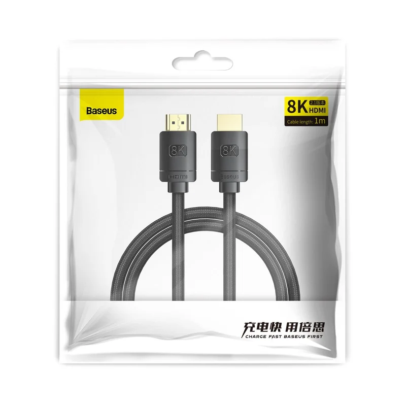 Baseus High Definition Series HDMI 8K To HDMI 8K Adapter Cable (Black) (1m, 2m, 3m) (CAKGQ-J01, CAKGQ-K01, CAKGQ-L01)