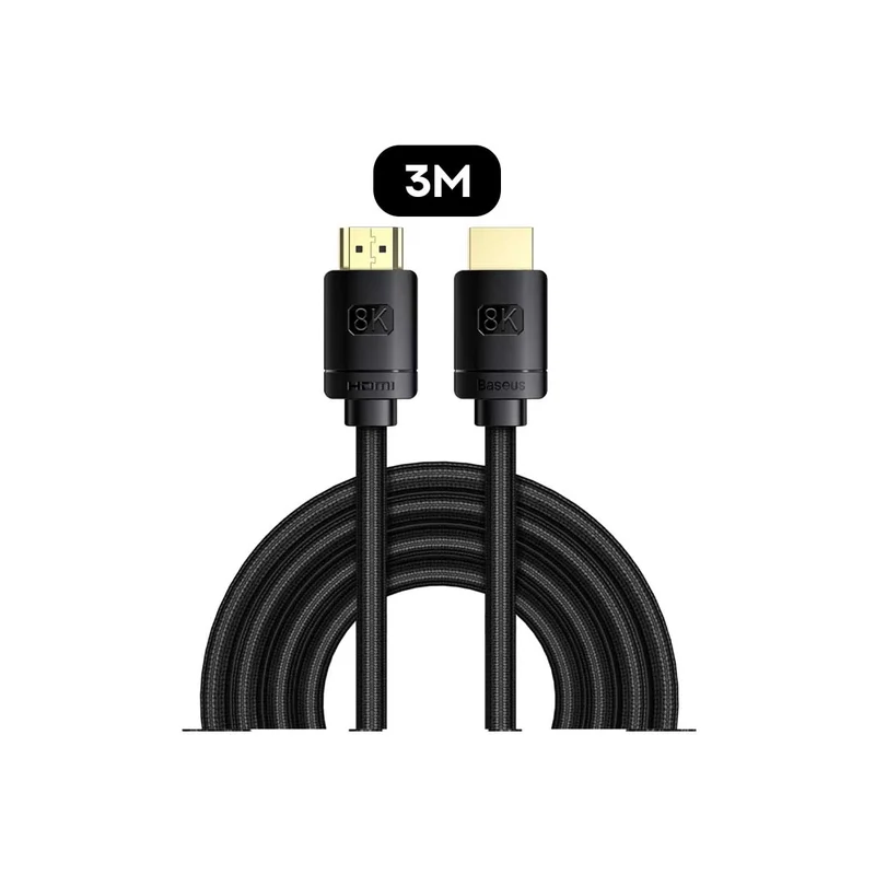 Baseus High Definition Series HDMI 8K To HDMI 8K Adapter Cable (Black) (1m, 2m, 3m) (CAKGQ-J01, CAKGQ-K01, CAKGQ-L01)