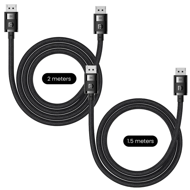 Baseus High Definition Series DP 8K To DP 8K Adapter Cable (Cluster Black) (2M, 1.5M) (B00633706111-02, B00633706111-01)