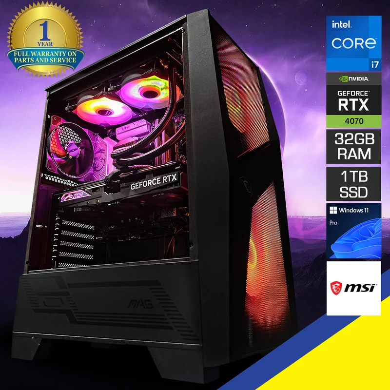 Sophos Forge 100R Black Desktop Gaming PC | Intel i7 14700F | 32GB RAM | 1TB SSD | RTX 4070 Super | Windows 11 Pro