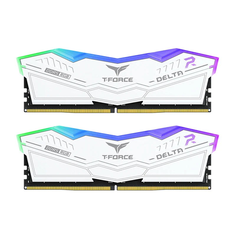 TeamGroup T-Force Delta RGB DDR5 32GB (2x16GB) 6000MHz CL30-36-36-76 1.35V Gaming Desktop Memory (White) (FF4D532G6000HC30DC01)