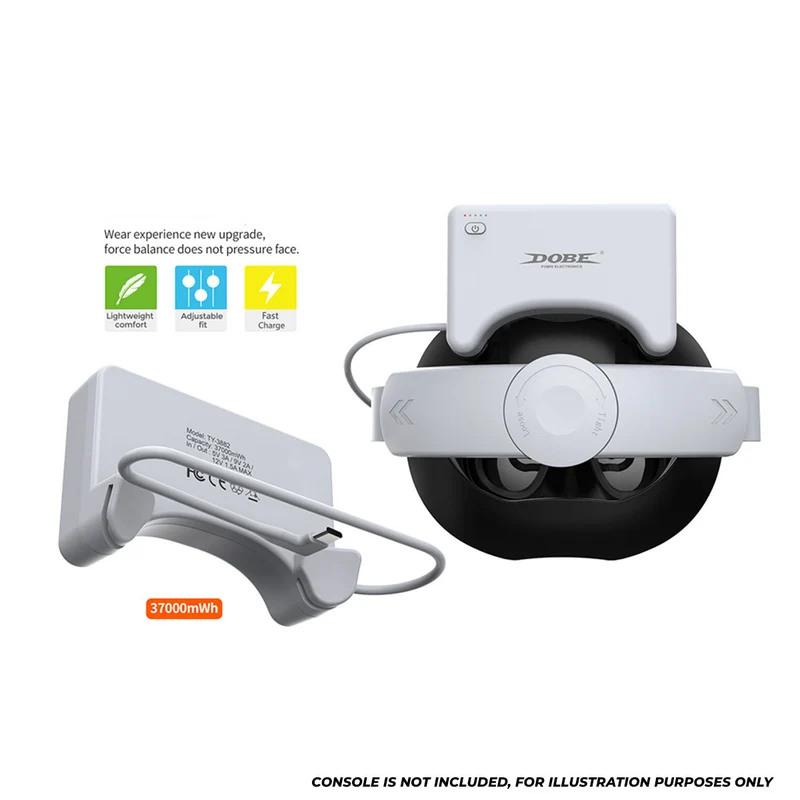 Dobe Adjustable Head Strap & Rechargeable Battery 37000mWh for Meta Quest 3 / Meta Quest 3S TY-3882