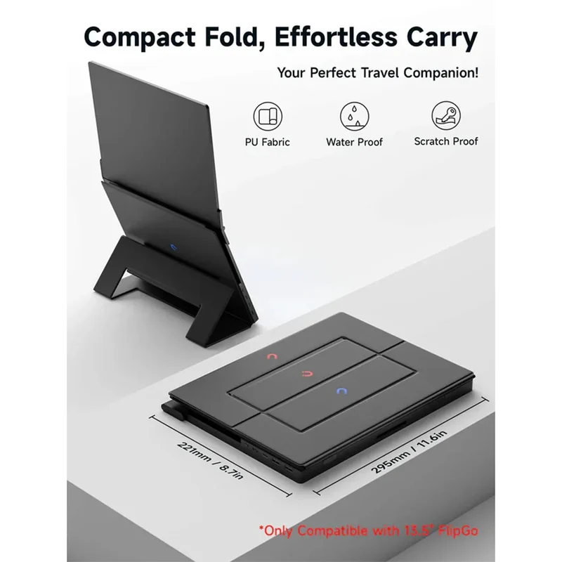 JSAUX Flex Folio for FlipGo Dual Stacked Portable Monitor (Black) (13.5 inches, 15.6 inches, 16 inches)