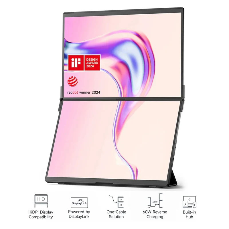 JSAUX FlipGo Pro 16" 2560x1600 Dual Stacked Portable Monitor (Black) (PM0205)