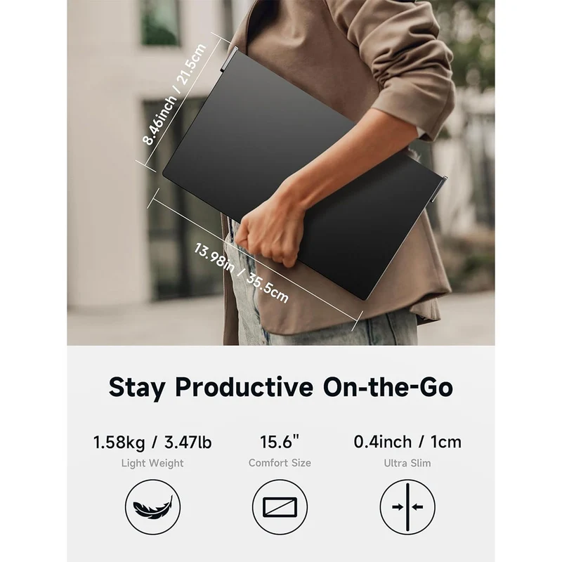 JSAUX FlipGo Pro 15.6" 1920x1080 Dual Stacked Portable Monitor (Black) (PM0209)
