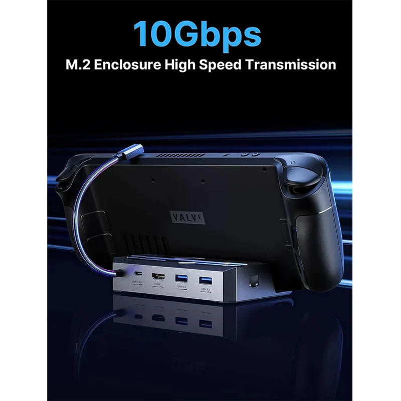 JSAUX USB-C 6-in-1 Docking Station with M.2 SSD Enclosure & 65W Charger Set for Steam Deck/ Steam Deck OLED/ ROG Ally/ Legion Go (Grey) (HB0604)