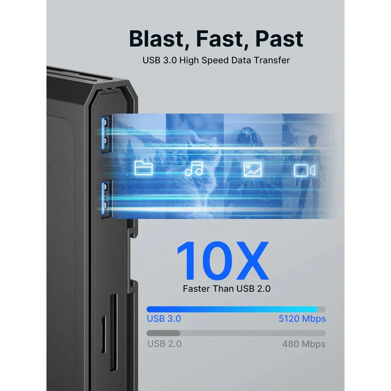 JSAUX USB-C 11-in-1 Docking Station for Steam Deck/ Steam Deck OLED/ ROG Ally/ ROG Ally X/ Switch/ Legion Go (Black) (HB1101)