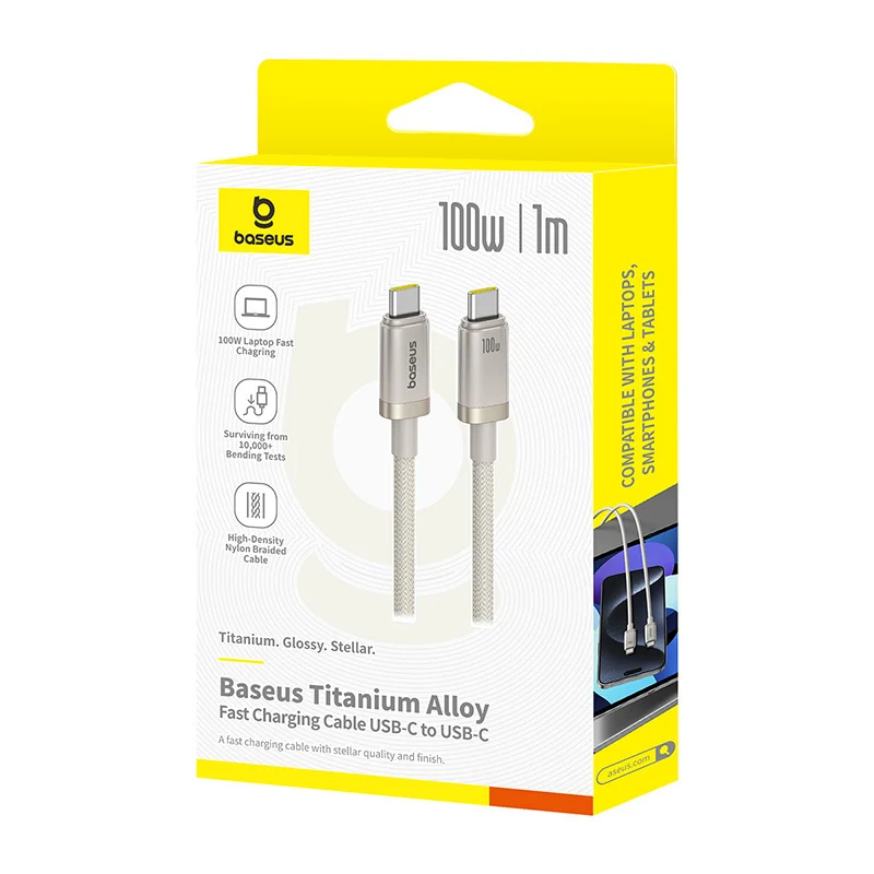 Baseus Titanium Alloy Fast Charging Cable USB-C to USB-C 100W 1m (Galaxy Titanium Gold) (P10378100G21-00)