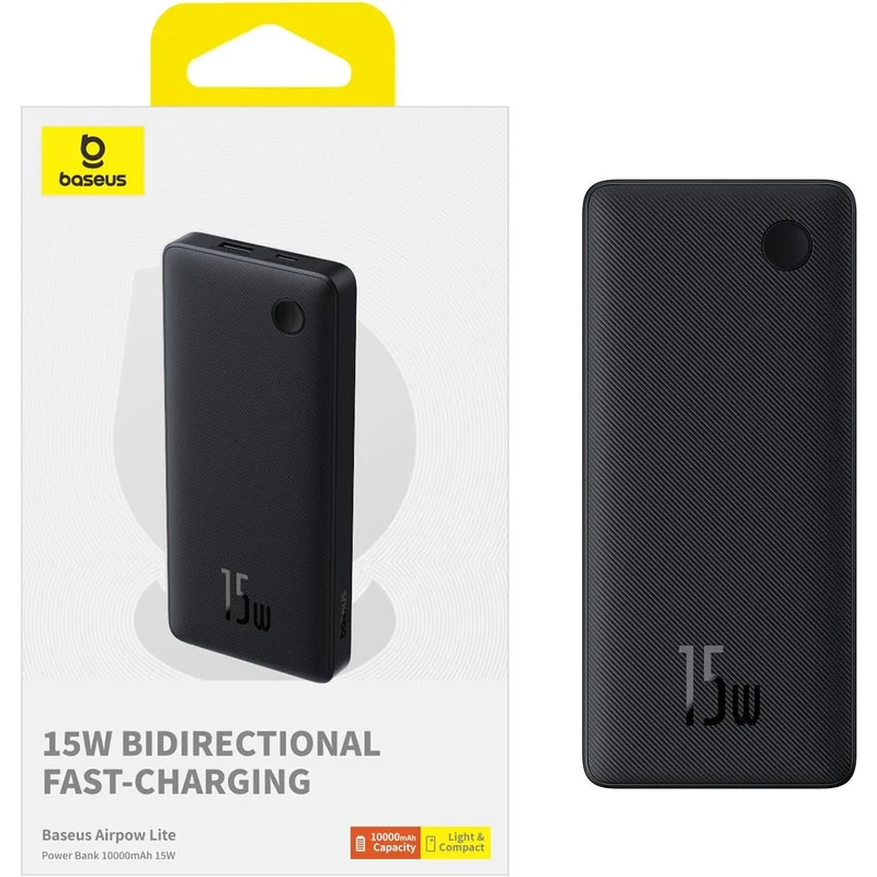 Baseus Airflow Lite Power Bank 10000mAh 15W (Comic Black) (P10067500123-00)