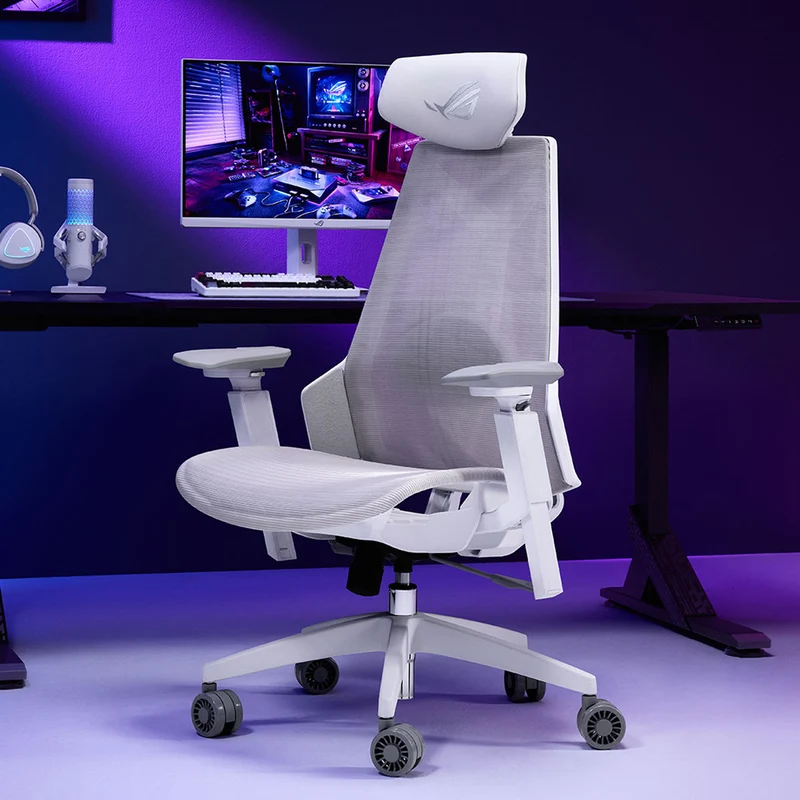 Asus ROG Destrier Core Ergo Gaming Chair with Futuristic Cyborg Aesthetic (Black, White)