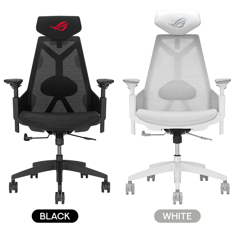 Asus ROG Destrier Core Ergo Gaming Chair with Futuristic Cyborg Aesthetic (Black, White)