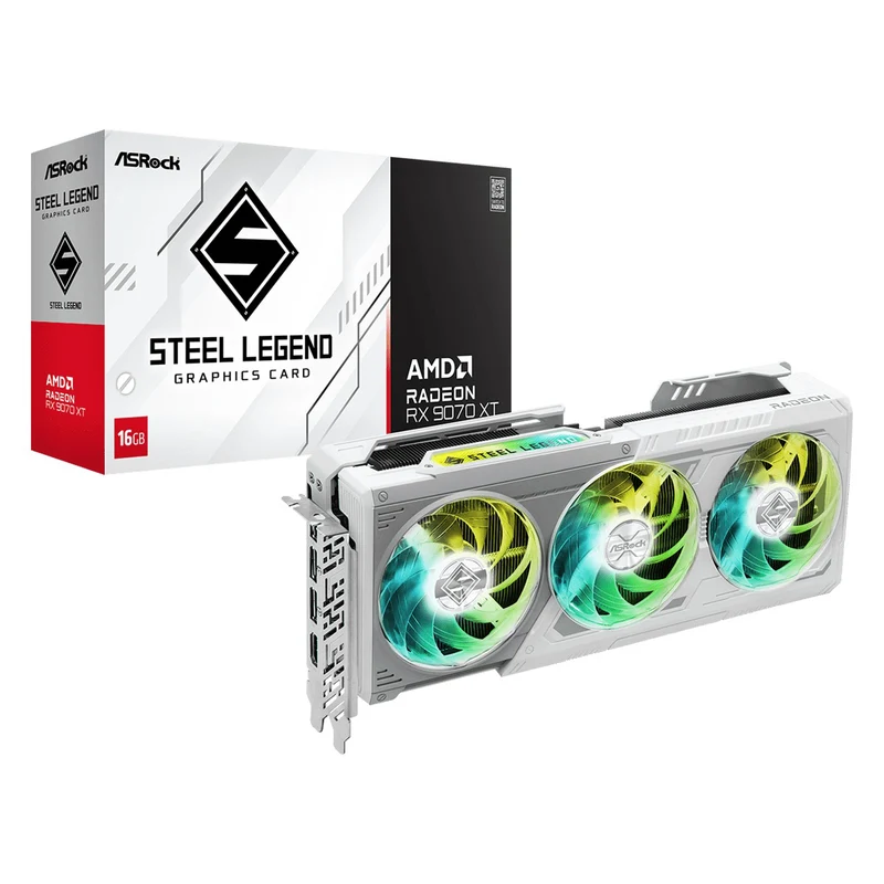 ASRock AMD Radeon RX 9070 XT Steel Legend 16GB Graphics Card