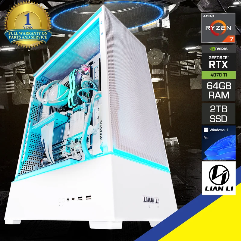 Ultra SUP 01 White Desktop Gaming PC | AMD Ryzen 7 7800X3D | 64GB RAM | 2TB SSD | RTX 4070 TI | Windows 11 Pro