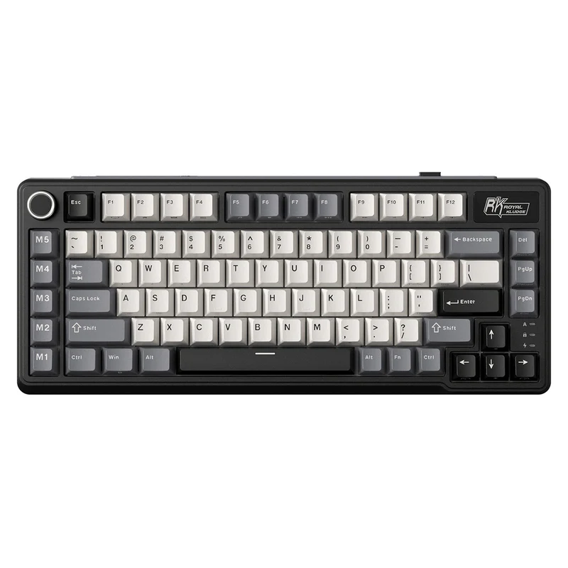 Royal Kludge RK L75 Tri-Mode RGB 85 Keys Hot-Swappable Mechanical Keyboard Knight Black (Cream Switch, Beige Switch)