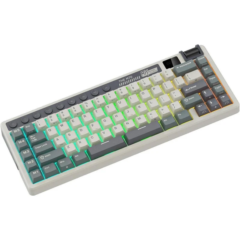 Royal Kludge RK M70 Tri-Mode RGB 73 Keys Hot-Swappable Mechanical Keyboard Cyan Purple (Cream Switch, Beige Switch)
