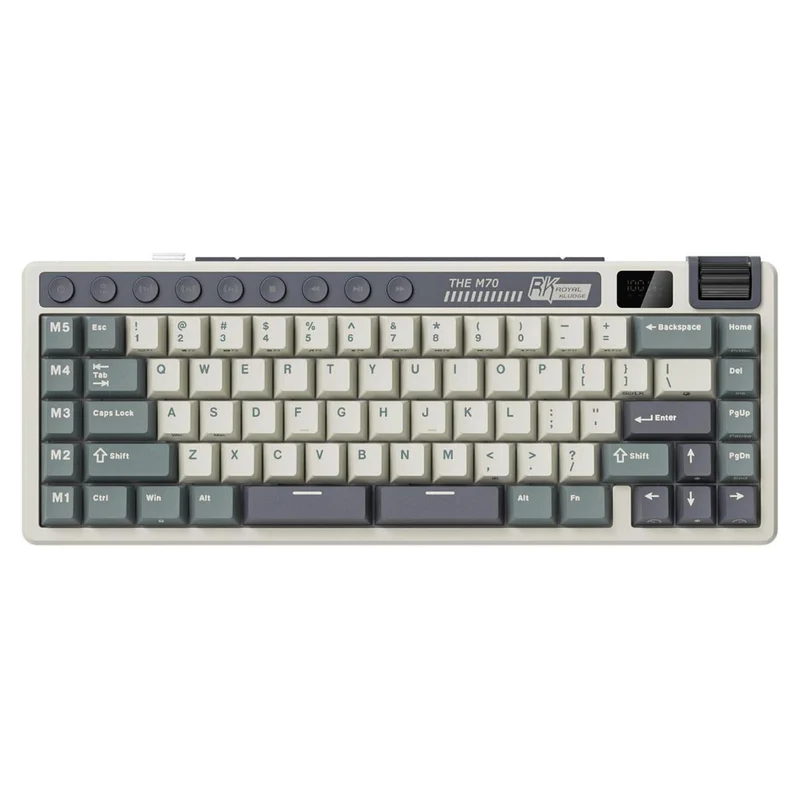 Royal Kludge RK M70 Tri-Mode RGB 73 Keys Hot-Swappable Mechanical Keyboard Cyan Purple (Cream Switch, Beige Switch)
