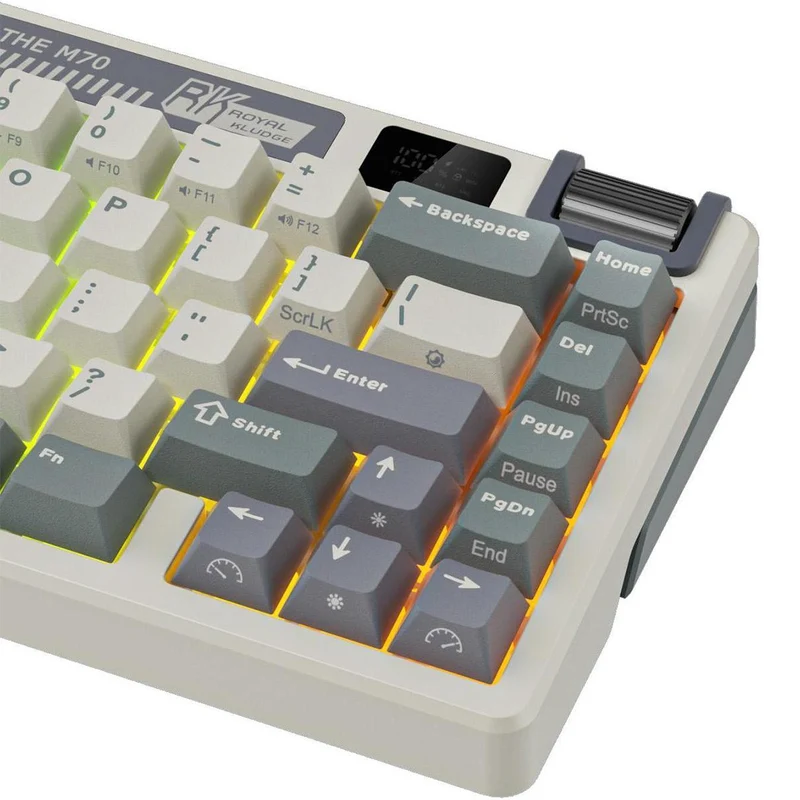 Royal Kludge RK M70 Tri-Mode RGB 73 Keys Hot-Swappable Mechanical Keyboard Cyan Purple (Cream Switch, Beige Switch)