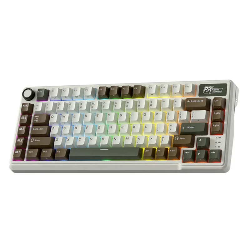 Royal Kludge RK L75 Tri-Mode RGB 85 Keys Hot-Swappable Mechanical Keyboard Palm Green (Cream Switch, Beige Switch)
