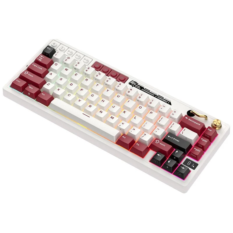 Royal Kludge RK M65 Tri-Mode RGB 66 Keys Hot-Swappable Mechanical Keyboard Famicom (Cream Switch, Beige Switch)
