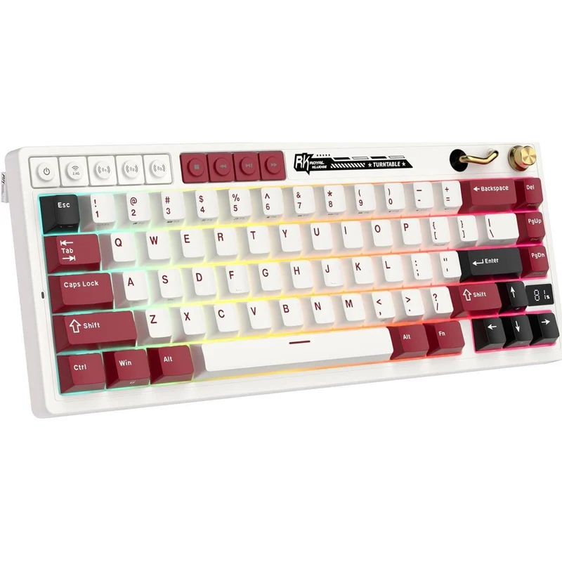 Royal Kludge RK M65 Tri-Mode RGB 66 Keys Hot-Swappable Mechanical Keyboard Famicom (Cream Switch, Beige Switch)