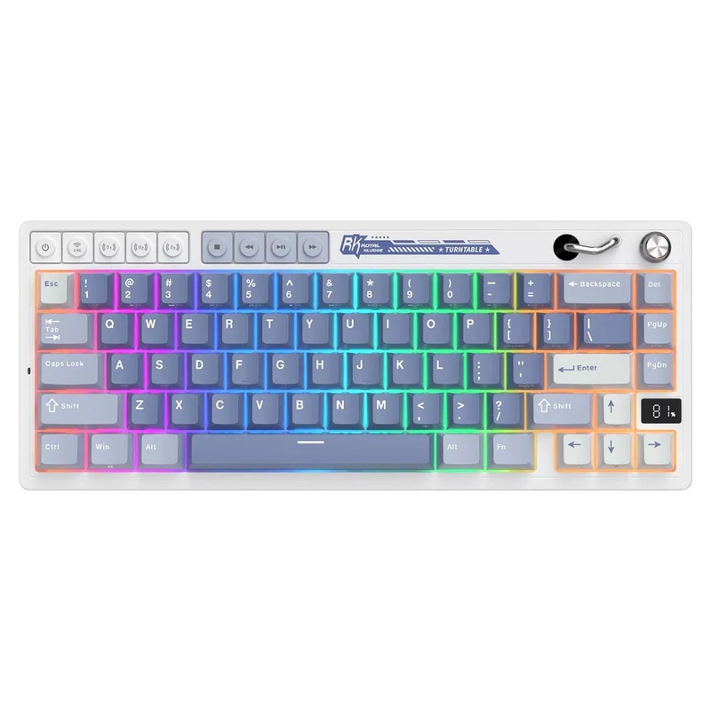 Royal Kludge RK M65 Tri-Mode RGB 66 Keys Hot-Swappable Mechanical Keyboard Ocean Blue (Cream Switch, Beige Switch)