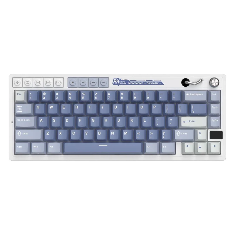 Royal Kludge RK M65 Tri-Mode RGB 66 Keys Hot-Swappable Mechanical Keyboard Ocean Blue (Cream Switch, Beige Switch)